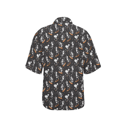 Skateboard With Skeleton Print Design LKS303 Women's Hawaiian Shirt