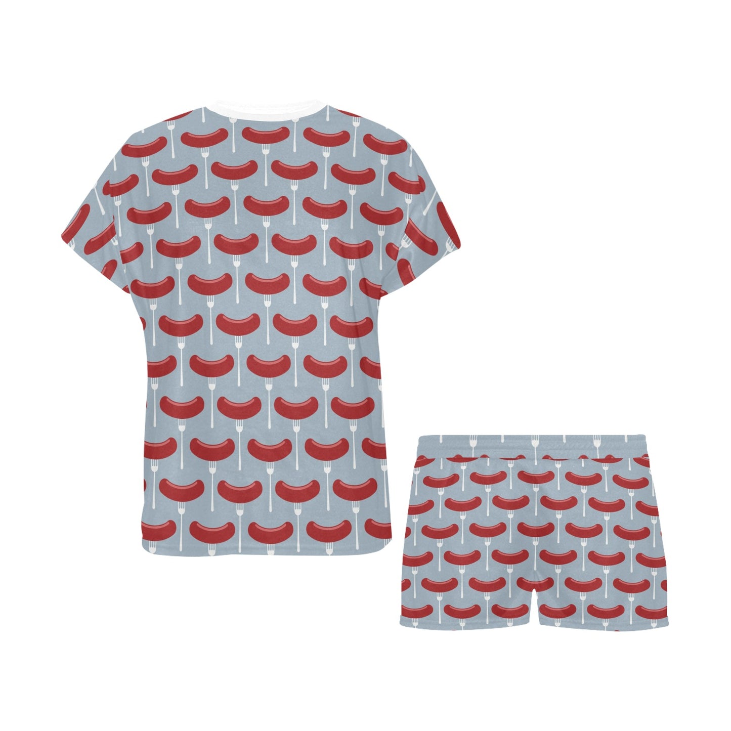 Sausage Print Design LKS301 Women's Short Pajama Set