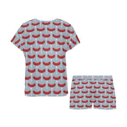 Sausage Print Design LKS301 Women's Short Pajama Set