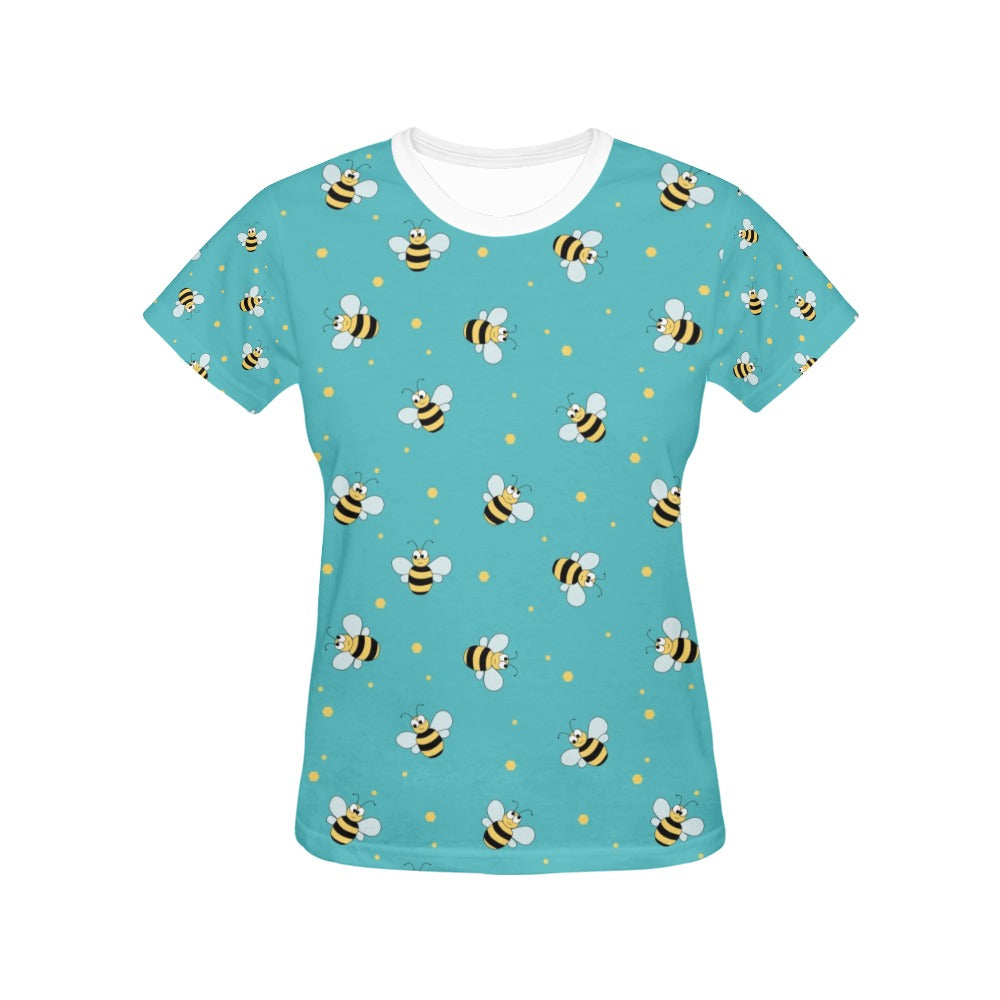 Bee With Dot Print Design LKS309 Women's  T-shirt
