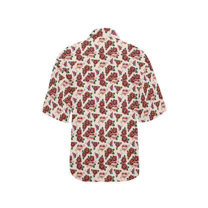 Old School Tattoo Rose Pattern Women's Hawaiian Shirt