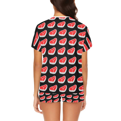 Steak Print Design LKS303 Women's Short Pajama Set