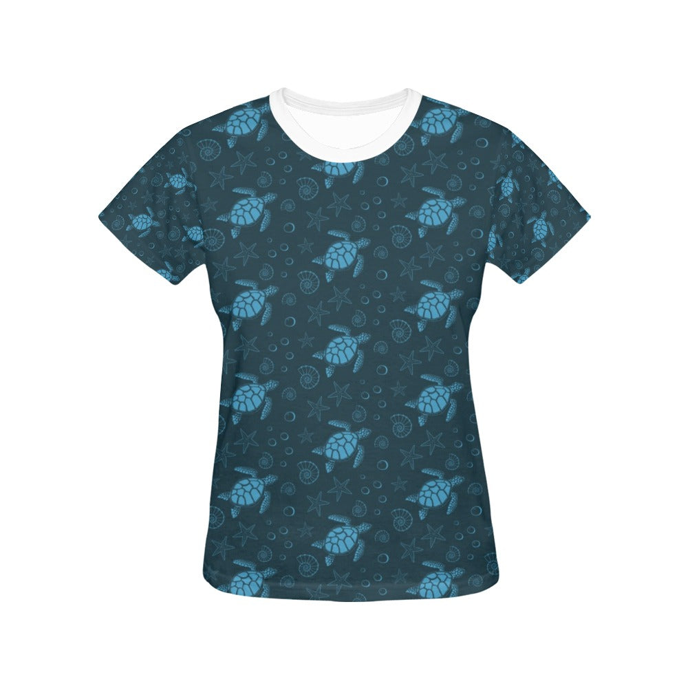 Sea Turtle Print Design LKS308 Women's  T-shirt