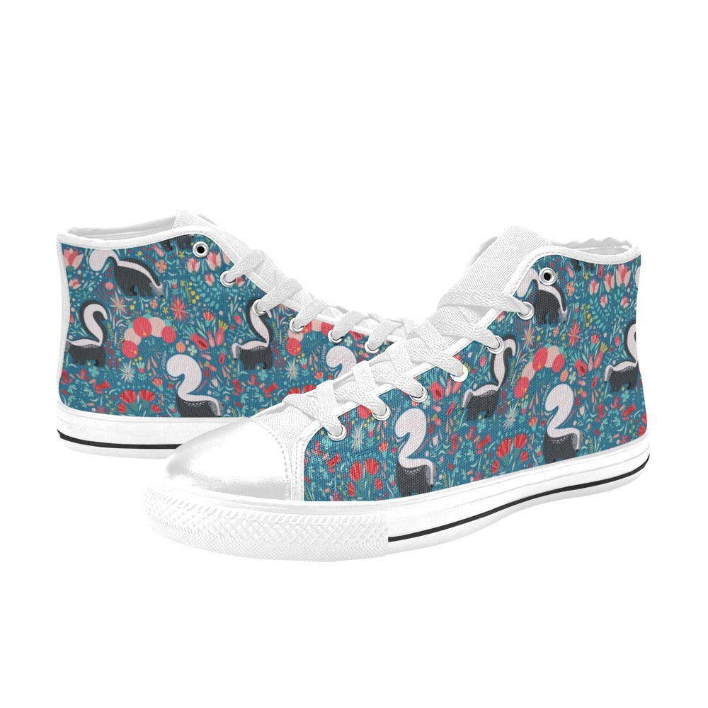 Skunk Print Design LKS302 High Top Women's White Shoes