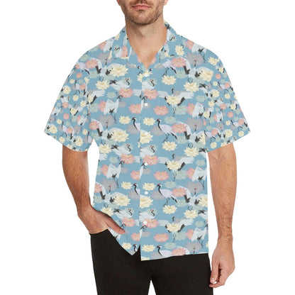 Water Lily Print Design LKS304 Men's Hawaiian Shirt