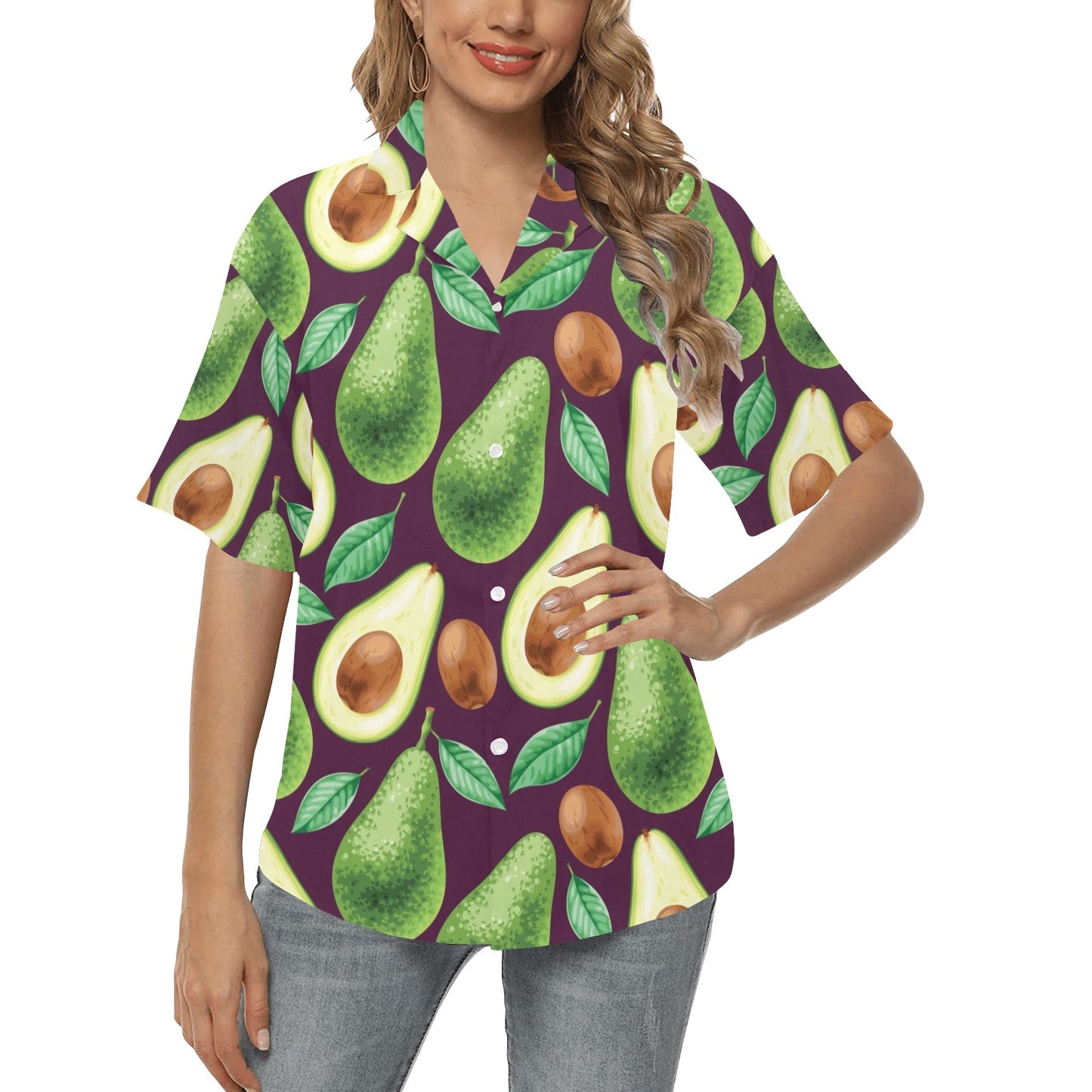 Avocado Pattern Print Design AC08 Women's Hawaiian Shirt