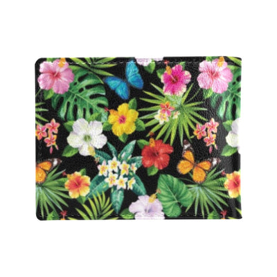 Hibiscus With Butterfly Print Design LKS305 Men's ID Card Wallet