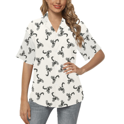 Motocross Pattern Print Design 03 Women's Hawaiian Shirt