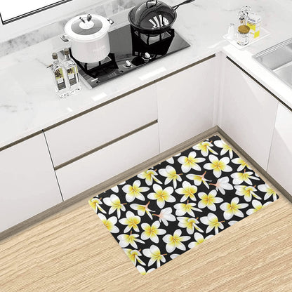 Yellow Plumeria Hawaiian Flowers Kitchen Mat