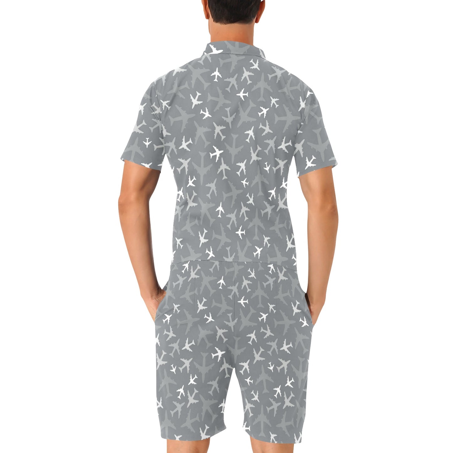 Airplane Pattern Print Design 02 Men's Romper