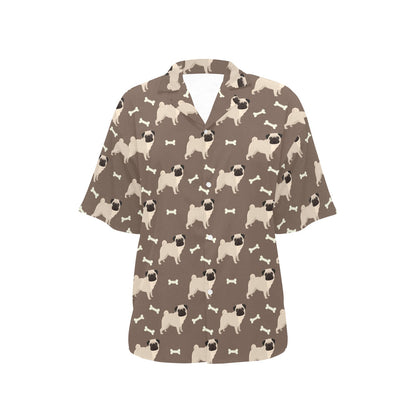 Pug Pattern Print Design A02 Women's Hawaiian Shirt