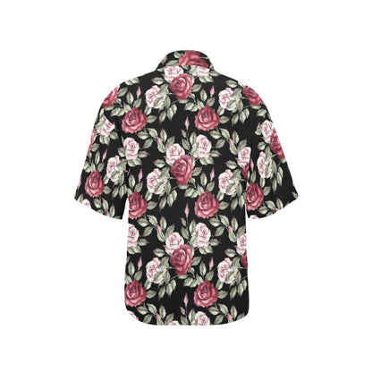 Rose Red Pink Pattern Print Design RO03 Women's Hawaiian Shirt