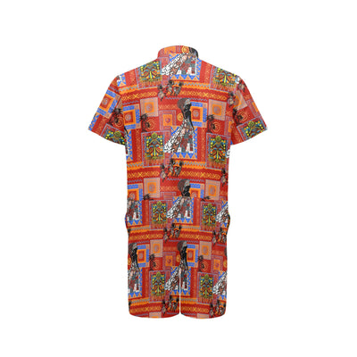 African Print Pattern Men's Romper