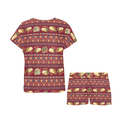 Burrito Taco Print Design LKS302 Women's Short Pajama Set