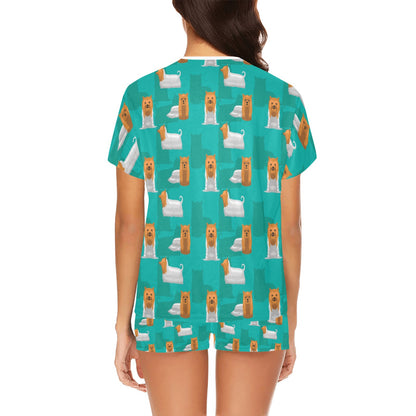 Silky Terriers Print Design LKS301 Women's Short Pajama Set