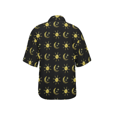 Sun Moon Print Design LKS304 Women's Hawaiian Shirt