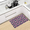 Sugar Skull Pink Rose Themed Print Kitchen Mat