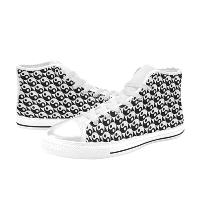 Yin Yang Print Design LKS304 High Top Women's White Shoes