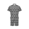 Aztec Black White Print Pattern Men's Romper