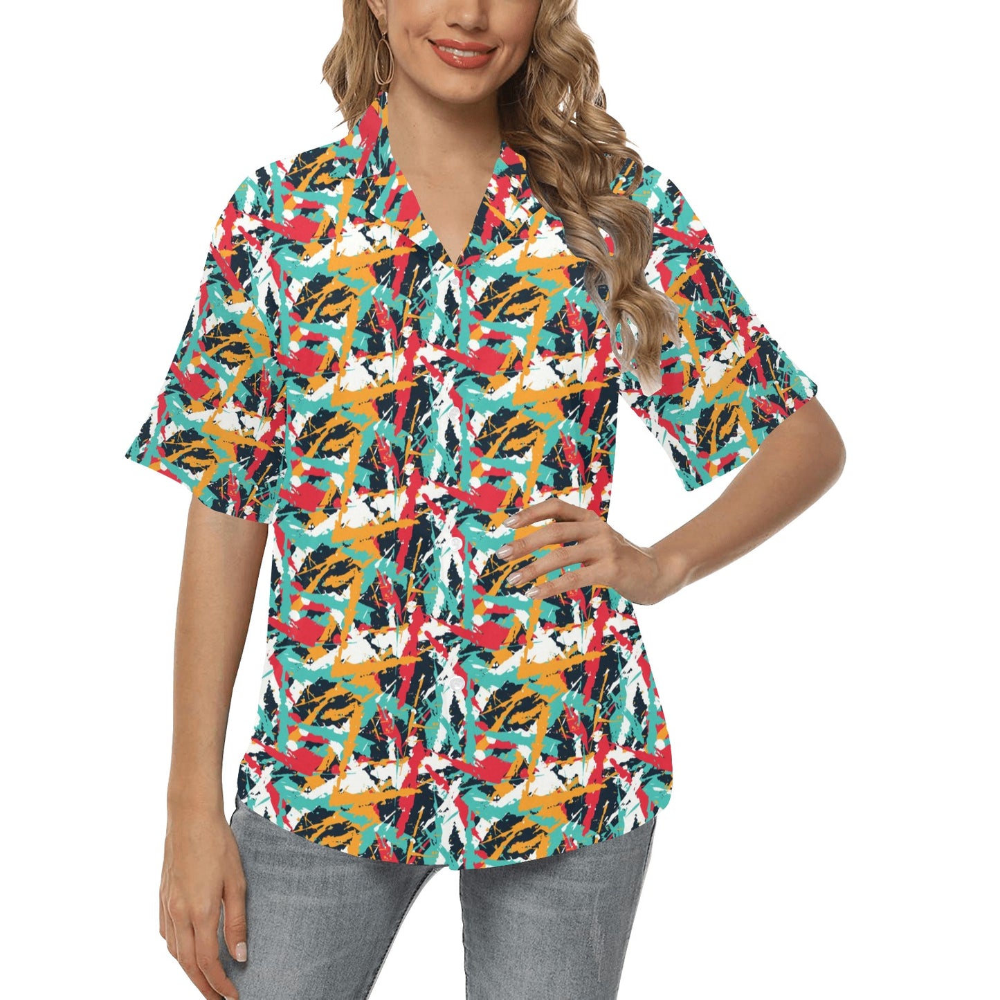 Splatter Print Design LKS304 Women's Hawaiian Shirt
