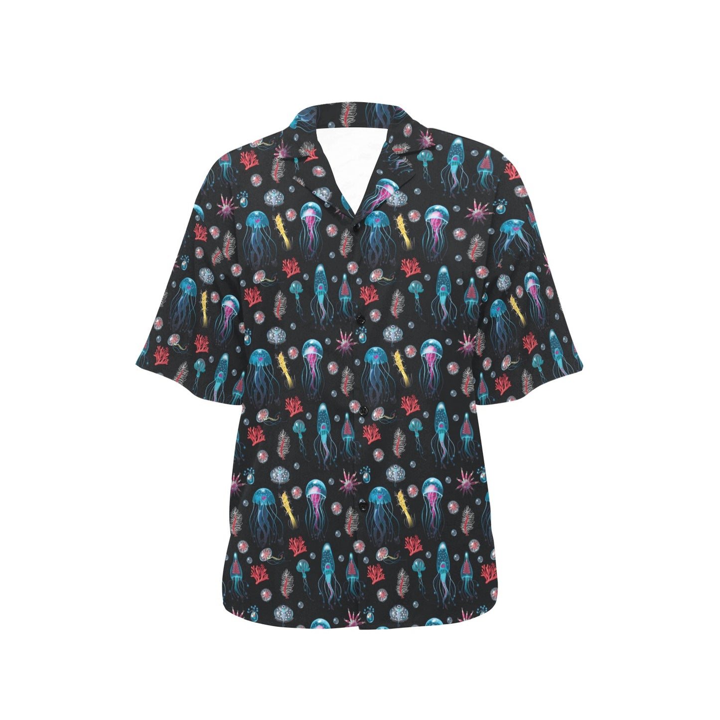 Jellyfish Underwater Print Women's Hawaiian Shirt