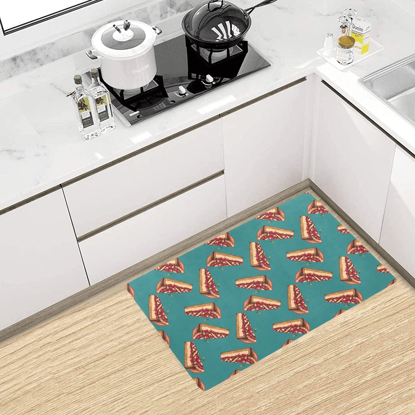 Cheesecake Cherry Pattern Print Design CK03 Kitchen Mat