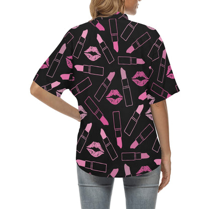 Lipstick Pink Pattern Print Design 01 Women's Hawaiian Shirt