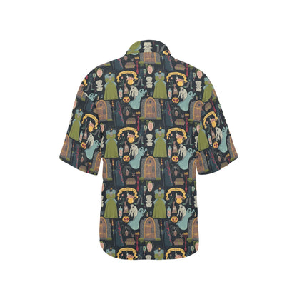 Creepy Halloween Print Design LKS304 Women's Hawaiian Shirt
