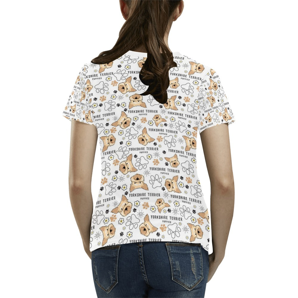 Yorkshire Terriers Print Design LKS308 Women's  T-shirt