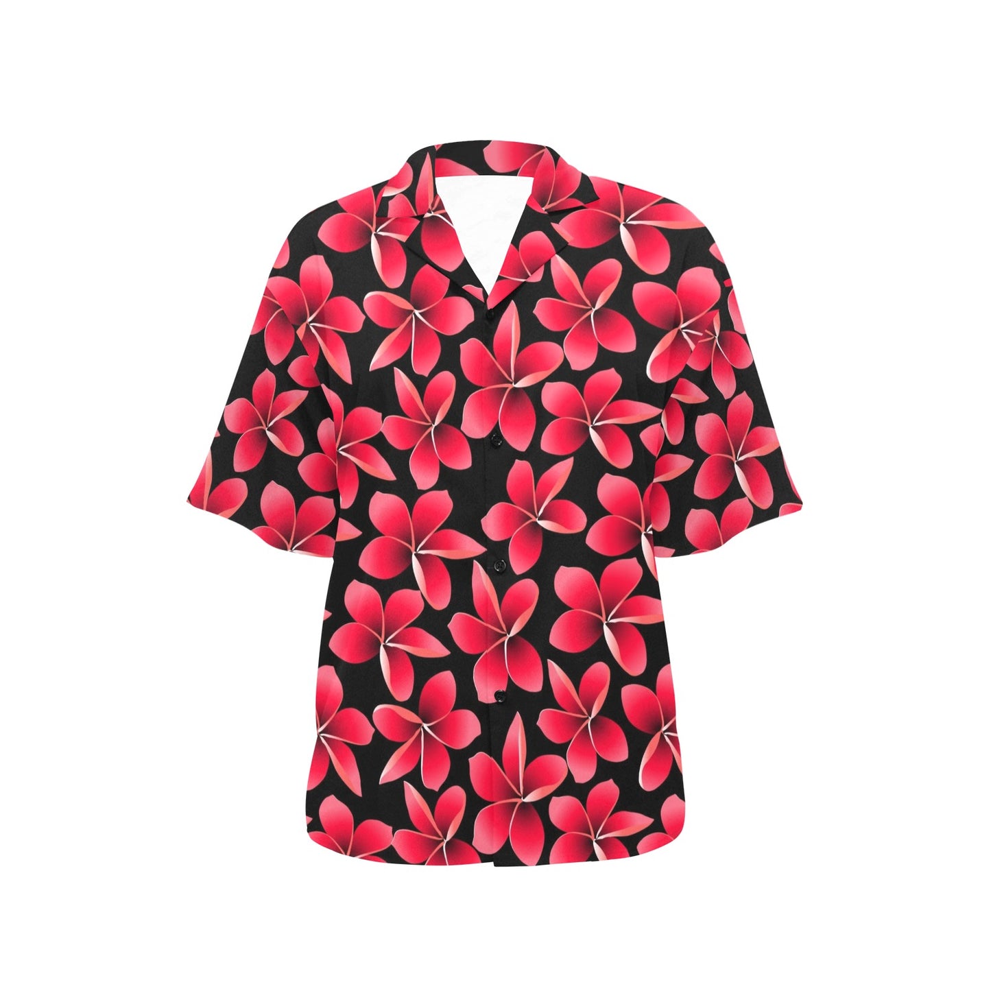 Red Plumeria Pattern Print Design PM025 Women's Hawaiian Shirt