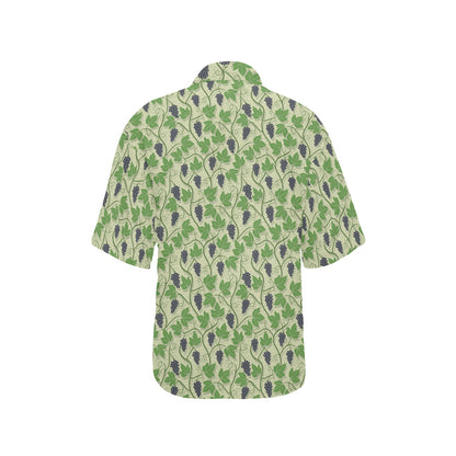 Wine Grape Thmed Print Women's Hawaiian Shirt