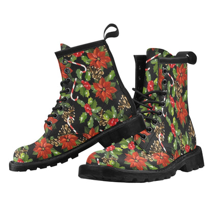 Poinsettia Pattern Print Design POT01 Women's Boots