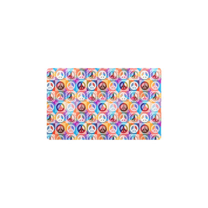 Peace Sign Patchwork Design Print Kitchen Mat