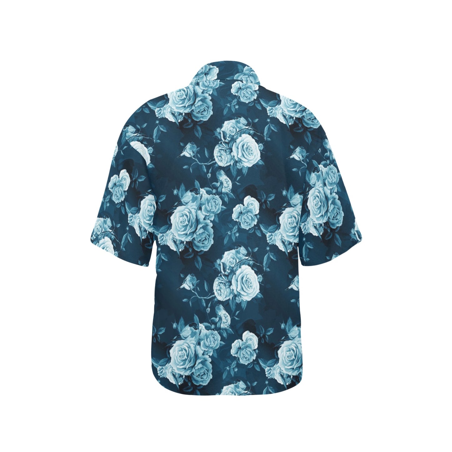 Rose Blue Pattern Print Design RO014 Women's Hawaiian Shirt