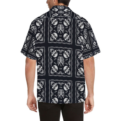 Bandana Skull Black White Print Design LKS306 Men's Hawaiian Shirt