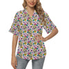 Sugar Skull Print Design LKS307 Women's Hawaiian Shirt