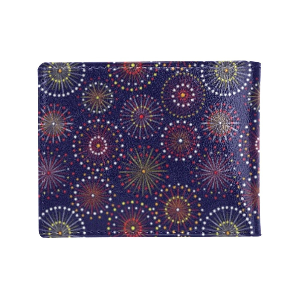 Firework Flower Style Print Design LKS302 Men's ID Card Wallet