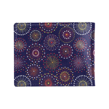 Firework Flower Style Print Design LKS302 Men's ID Card Wallet