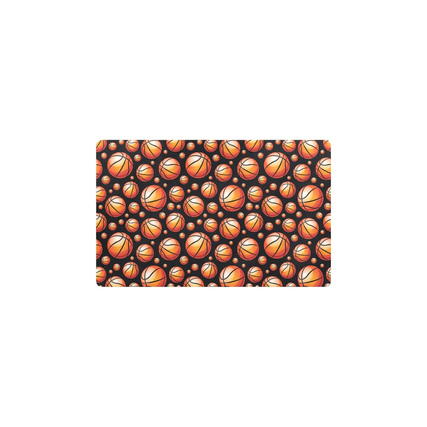 Basketball Black Background Pattern Kitchen Mat
