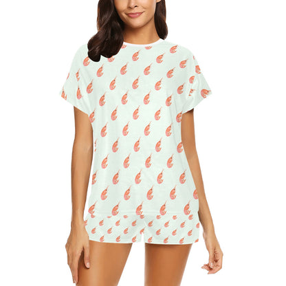Shrimp Print Design LKS304 Women's Short Pajama Set