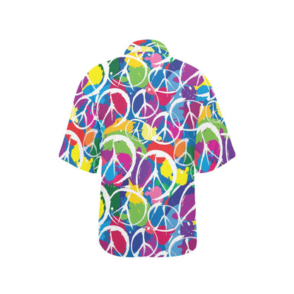 Peace Sign Colorful Pattern Print Design A02 Women's Hawaiian Shirt
