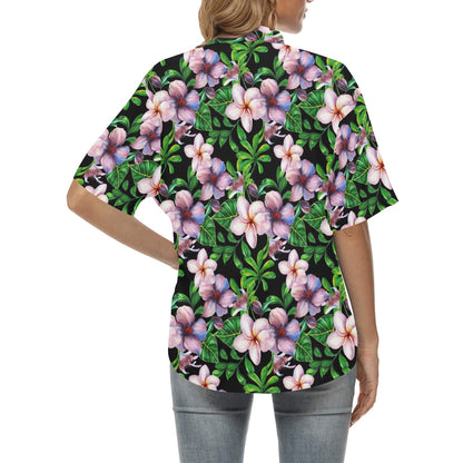 Plumeria Pattern Print Design PM01 Women's Hawaiian Shirt