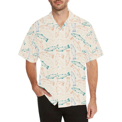 Salmon Fish Print Design LKS305 Men's Hawaiian Shirt