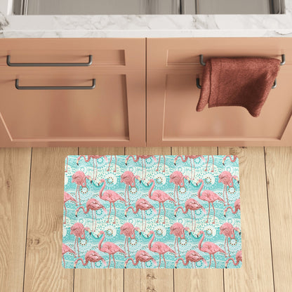 Flamingo Background Themed Print Kitchen Mat