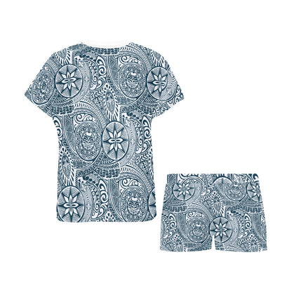 Samoan Pattern Print Design LKS306 Women's Short Pajama Set