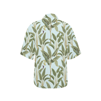 Banana Leaf Pattern Print Design BL03 Women's Hawaiian Shirt