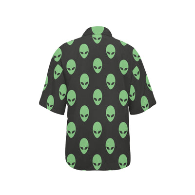 Alien Green Neon Pattern Print Design 01 Women's Hawaiian Shirt