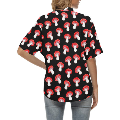 Mushroom Pattern Print Design A02 Women's Hawaiian Shirt