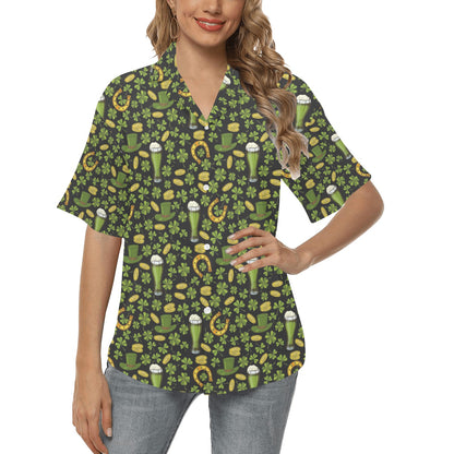 Clover St Patricks Pattern Print Design 03 Women's Hawaiian Shirt