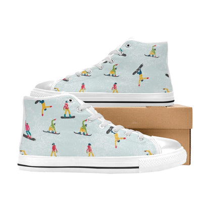 Snowboard Print Design LKS304 High Top Women's White Shoes